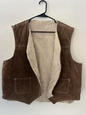 Authentic Vintage Hand Crafted Leather/Suede & Wool Vest